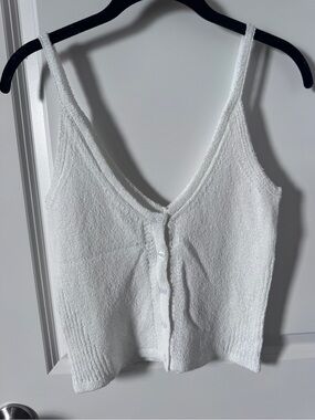 NWT-Self Contrast White Button-Front Knit Tank Top-Small